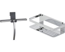 Tiger Caddy - Doucherek 24 cm met douchewisser inclusief glashaak - Raamwisser - Chroom
