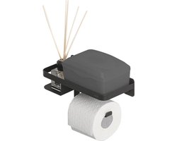 Tiger Caddy - Toiletrolhouder met plankje - WC rolhouder met plankje - 24 cm - Zwart