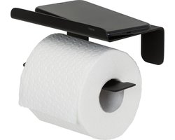 Tiger Colar - Toiletrolhouder met plankje - WC rolhouder met plankje - Zelfklevend - Zonder boren - Zwart