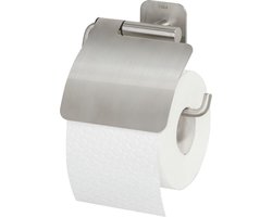 Tiger Colar - Wc rolhouder met klep - Zonder te boren - Toiletrolhouder zelfklevend - RVS geborsteld