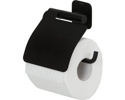 Tiger Colar - Wc rolhouder met klep - Zonder te boren - Toiletrolhouder zelfklevend - Zwart