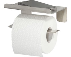 Tiger Colar - Wc rolhouder met planchet - Zonder te boren - Toiletrolhouder zelfklevend - RVS geborsteld