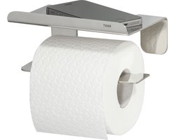 Tiger Colar - Wc rolhouder met planchet - Zonder te boren - Toiletrolhouder zelfklevend - RVS gepolijst