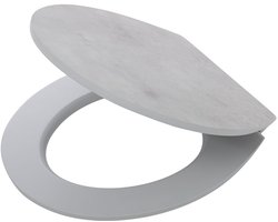 Tiger Concrete - WC bril - Toiletbril - Softclose - Betonlook - MDF - FSC - Grijs