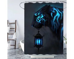 Tiger douchegordijn, anti-schimmel, W200 x L240 cm, verzwaarde zoom, wasbaar, sneldrogend, polyesterweefsel, badkameraccessoires, met 12 hoogwaardige douchegordijnringen voor badkuip en badkamer 530