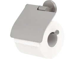 Tiger Noon - Wc rolhouder met klep - Toiletrolhouder - Zonder boren - Boren of lijmen - RVS geborsteld