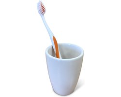 TIGER tandenborstelbeker / beker voor badkamer | porselein | hoogte 9 cm x Ø 7 cm | wit