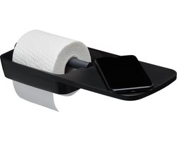 Tiger Tess - Wc rolhouder met planchet - 32,1 cm - Zwart / Antraciet