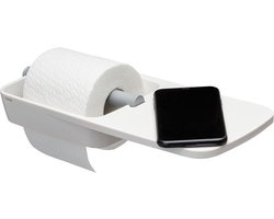 Tiger Tess - Wc rolhouder met planchet - Zelfklevend - 3M tape - boren - Wit / Lichtgrijs