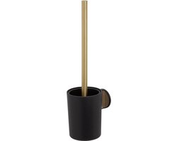 Tiger Tune - Toiletborstel met houder - Zonder boren - Zelfklevend 3M tape - Goud geborsteld / Zwart