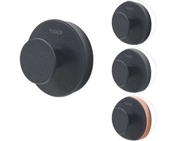 Tiger Urban - Handdoekhaak groot (1x) - ø 5 cm -  Inclusief 2 decorringen - Zwart