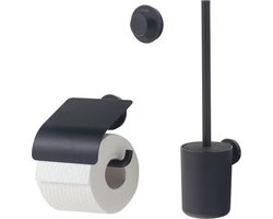 Tiger Urban Toiletaccessoireset - Toiletborstel met houder - Toiletrolhouder met klep - Handdoekhaak - Zwart