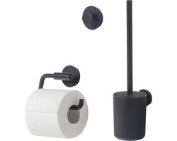 Tiger Urban Toiletaccessoireset - Toiletborstel met houder - Toiletrolhouder zonder klep - Handdoekhaak – Zwart