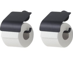Tiger Urban toiletrolhouder met klep zwart set van 2 stuks