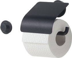 Tiger Urban - Wc rolhouder met klep (1x) - inclusief Handdoekhaak klein (1x) - Zwart