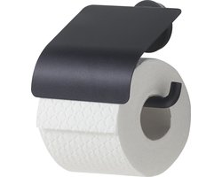 Tiger Urban - WC rolhouder met klep - Toiletrolhouder met klep - Zonder boren - Boren of lijmen - Zwart