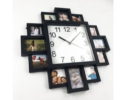 Tijdachtige DIY Frame Clock, DIY Wall Clock, Modern Design, DIY Photo Frame Clock, Plastic Art Pictures, Unique Klok Home Decor - Maak je eigen Multi Photo Clock (zwart)