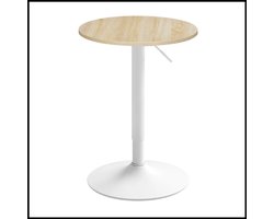 Tijdloos design voor elk interieur – de witte, in hoogte verstelbare bistrotafel met ronde eikenhouten look