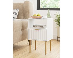 Tijdloos nachtkastje - elegant design - wit met goud