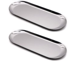 Tijdloze Ovale Decoratieve RVS Schalen Set van 2 voor Diverse Toepassingen
