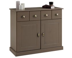 Tijdloze Taupe Commode met 2 Deuren en 2 Laden - Stijlvol Dressoir voor Elke Ruimte