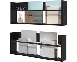 Tijdschrift Rek - Wandrek Opslag - Woonkamer Organiseren - Ruimtebesparend Ontwerp - 80 cm Breed - Zwart Eiken