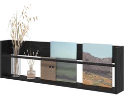 Tijdschrift Rek - Wandrek Opslag - Woonkamer Organizer - Ruimtebesparend Ontwerp - 100 cm Lengte - Zwart Eiken