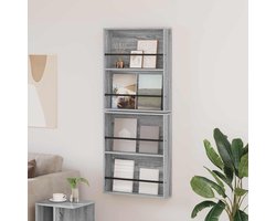 Tijdschrift Rek - Wandrek Organizer - Woonkamer Inrichten - Bewerkt Hout - 60 x 12 x 70 cm - Grijs Sonoma