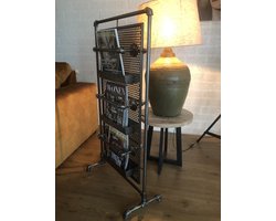 Tijdschriften-Kranten-lectuur-standaard-kiosk-metaal-grijs