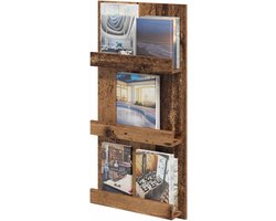 Tijdschriften Rek - Krantenhouder Organizer - Moderne Woonkamer - Met Plank - 51 x 11 x 102 cm - Oudhout