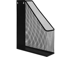 Tijdschriftencassette - Tijdschriftenhouder - Tijdschriftenrek - Krantenbak - Lectuurbak - Magazinehouder - Magazinerek - Tijdschriftenrek wand - Staal - 25,5 x 7,5 x 32 - Zwart