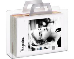 tijdschriftenhouder - 2 handgrepen - 29 x 33 x 10 cm - kunststof - zilver