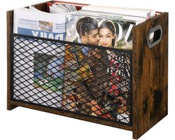 Tijdschriftenhouder - Lectuurbak - Bureau organiseren - Stevig metaal en hout - 22 x 41 x 30 cm - Bruin Zwart