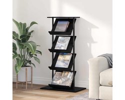 Tijdschriftenhouder - Magazijnrek Opberger - Woonkamer Organisatie - Slank Modern Design - 68 x 40 x 123.5 cm - Zwart Eiken