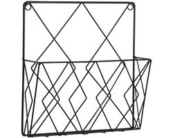 Tijdschriftenhouder - Wandmontage - Tijdschriftenrek - Lectuurbak - Documentenhouder - Tijdschriftenrekken Metaal - Metalen Tijdschriftenrek - Magazinehouder - Krantenbak - 25 X 26 X 7 Cm - Zwart