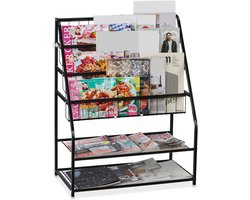 tijdschriftenrek - 81 x 67 x 37 cm - metaal - zwart