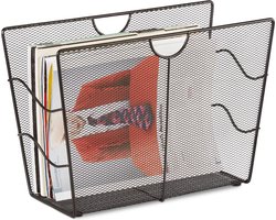 tijdschriftenrek mesh - 27 x 39 x 17 cm - vrijstaand - metaal - zwart