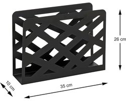 Tijdschriftenrek metaal zwart - B 35 x D 10 x H 26 cm - Stijlvolle opbergoplossing lectuurbak