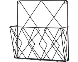 Tijdschriftenrek wandmontage - kleine metalen tijdschriftenhouder - praktische opbergoplossing voor badkamer en toilet - multifunctionele organizer lade - zwart tijdschriftenhouder wand