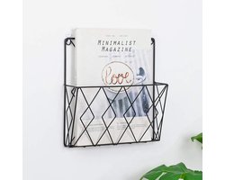 Tijdschriftenrek wandmontage - kleine metalen tijdschriftenhouder - praktische opbergoplossing voor badkamer en toilet - multifunctionele organizer lade - zwart tijdschriftenhouder wand