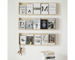 Tijdschrifthouder Set - Houten Rekken - Opbergen Kantoor - Stijlvol Riemontwerp - 3 Stuks - Houtkleur
