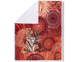 Tijger Print Plaid 130x160 cm - Mandala en Natuur Design - Terra - Polyester - 1 Persoons
