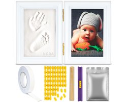 TIKIBOE Baby Fotolijst - Gipsafdruk baby - Klei Afdruk Baby Voet en Hand - Kraamcadeau Jongen of Meisje - Babyshower - Kraampakket/Geboorte Cadeau - Baby Art - Kraam Cadeau