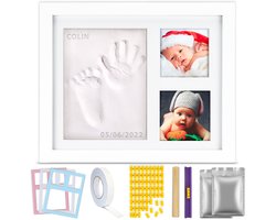 TIKIBOE Baby Fotolijst - Gipsafdruk baby - Klei Afdruk Baby Voet en Hand - Kraamcadeau Jongen of Meisje - Babyshower - Kraampakket/Geboorte Cadeau - Baby Art - Incl. Colour Frames - Kraam Cadeau