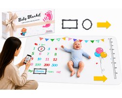 Tikiboe Mijlpaaldeken Feest - 150 x 100cm - Baby Dekentje - Milestone Baby Kleed - Fleece Deken - Kraamcadeau Jongen of Meisje - Babyshower - Kraampakket/Geboorte Cadeau - Baby Speelkleed - Fotoherinnering - Cadeau