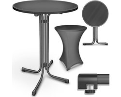 tillvex® Gastro Staande tafel, inklapbaar, set van 2 stuks, diameter 60 met hoes, bistrotafel, kant-en-klaar gemonteerd, klaptafel, rond, weerbestendige partytafel, tuintafel, binnen en buiten