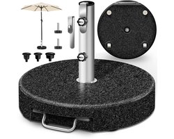 tillvex® Graniet Parasoldvoet met Wielen & Telescoopgreep 27 kg Rond | Parasoldvoet Parasol met RVS Buis | Balkonparasoldvoet voor Parasolstokken 16-48 mm & 250 cm Parasoldiameter
