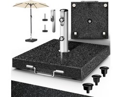 tillvex® Graniet Parasoldvoet met Wielen & Transportgreep 27 kg Vierkant | Parasoldvoet Parasol met RVS Buis | Balkonparasoldvoet voor Parasolstokken 16-48 mm & 250 cm Parasoldiameter