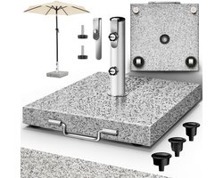 tillvex® Graniet Parasoldvoet met Wielen & Transportgreep 27 kg Vierkant | Parasoldvoet Parasol met RVS Buis | Balkonparasoldvoet voor Parasolstokken 16-48 mm & 250 cm Parasoldiameter