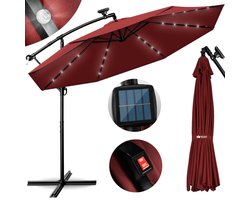 Tillvex - Parasol LED Solar Ø 3m, Rood vrijdragende parasol balkon tuinparasol slinger aluminium